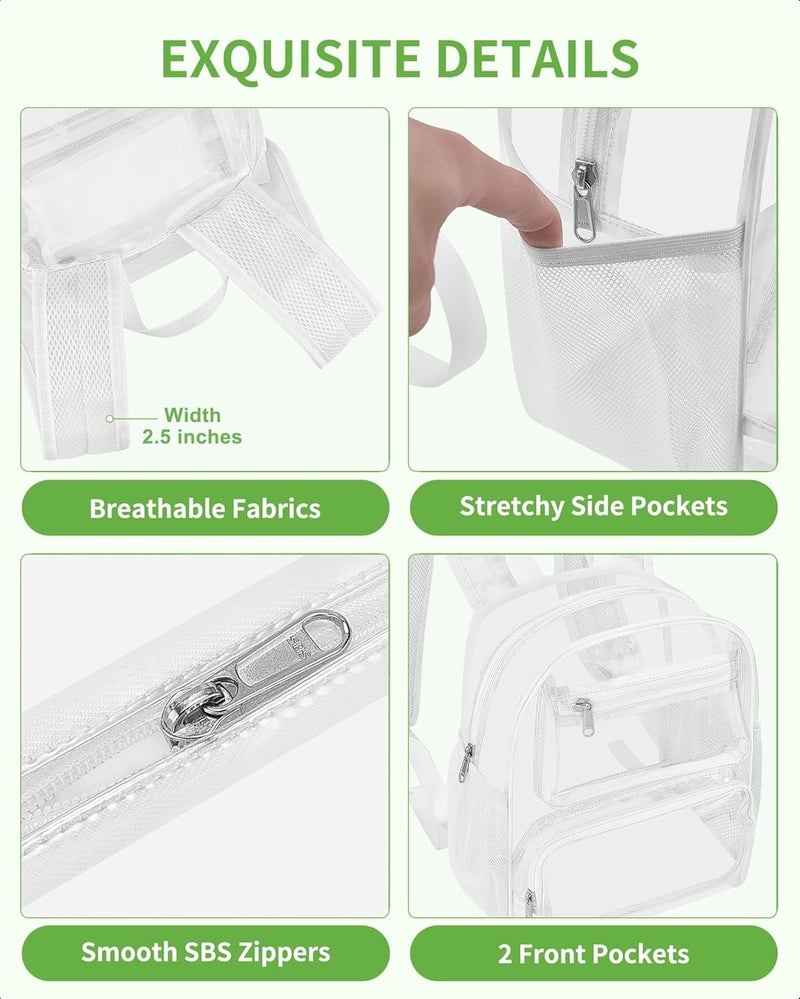 MAYTREE Small Clear Backpack Stadium Approved for Women and Men Clear Bag for Stadium Events Concert Sporting Festival, White - Image 4